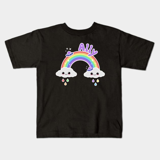 Ally Kawaii Rainbow Kids T-Shirt by Sasyall